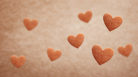 This enchanting image features softly floating hearts that create a warm and affectionate ambiance, ideal for themes of love and creativity.の素材