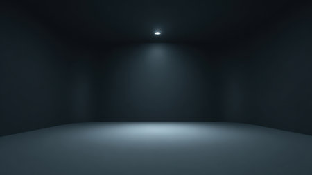 A dark minimalist room featuring soft lighting and a smooth floor, ideal for creative projects, photography backdrops, or design inspiration.の素材