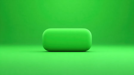 This image features a smooth green object set against a vivid green background, capturing a minimalist and abstract aesthetic perfect for various design projects.の素材