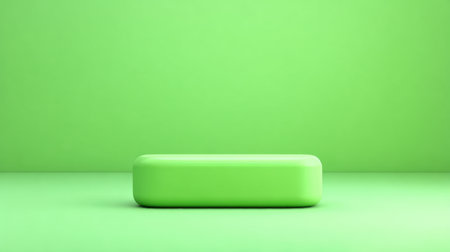 This image features a simple green soap bar set against a soft green background, highlighting minimalist aesthetics and eco-friendly themes for marketing use.の素材