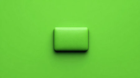 This image features a bright green bar of soap set against a matching solid green background. Ideal for projects focused on cleanliness, beauty, or eco-friendly products.の素材