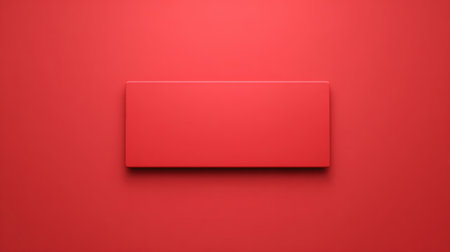 This image features a bright red wall with a solid rectangle, creating a bold and vibrant color concept suitable for backgrounds or design elements.の素材