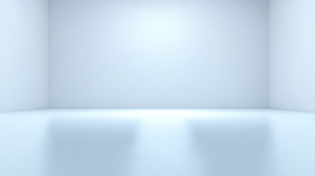This image showcases a bright and minimalist empty room with soft lighting and a smooth floor, perfect for creative projects and versatile backgrounds.の素材