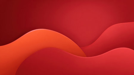 This image features a modern abstract design with smooth red and orange waves creating an inviting and warm background, ideal for various creative projects.の素材
