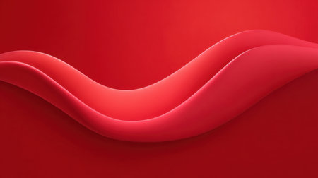 This captivating image features smooth red waves gracefully flowing against a bold backdrop, embodying elegance and modernity in abstract design.の素材