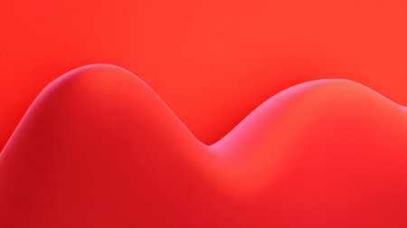 This abstract image features smooth waves against a vibrant red background, showcasing simplicity and elegance in design with a modern artistic touch.の素材