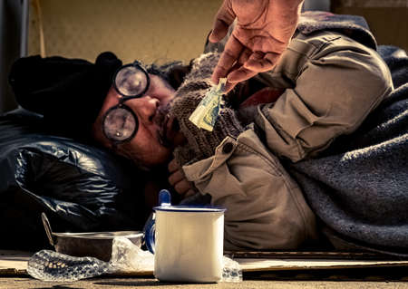 Jobless and homeless man asks for helps and share from passers-by as he suffers from coronavirus...