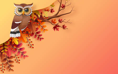 3d podium background products with geometric forms
autumn holiday seasonal background with colorful autumn leaves, mushrooms, owls, golden pods, squirrels, and elements paper cut craft style on color background.のイラスト素材