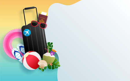 Summer time holiday vector design with beachのイラスト素材