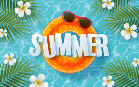 Summer time holiday vector design with beachのイラスト素材