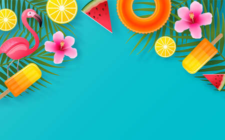 Summer time holiday vector design with beach