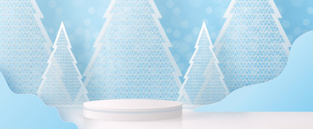 Christmas and New Year podium background vector design 3d products or show cosmetic product display. stage pedestal or platform. winter christmas red background.のイラスト素材