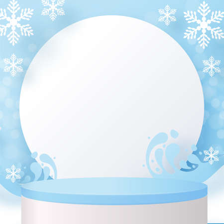 Christmas and New Year podium background vector design 3d products or show cosmetic product display. stage pedestal or platform. winter christmas red background.のイラスト素材