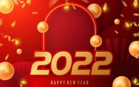 2022 Happy new year christmas design template.  Design for greeting cards or for branding, banner,...
