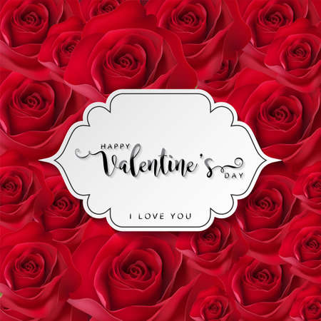 Valentine's day greeting card templates with realistic of beautiful rose and heart on background color.のイラスト素材