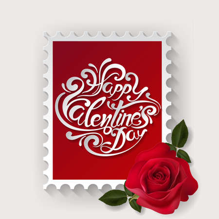 Valentine's day greeting card templates with realistic of beautiful rose and heart on background color.のイラスト素材