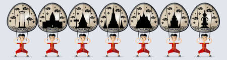 Thailand travel concept The Most Beautiful Places To Visit In Thailand in flat style.