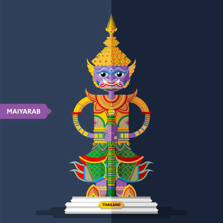 Thailand ramayana Giant Sculptures in flat style.のイラスト素材