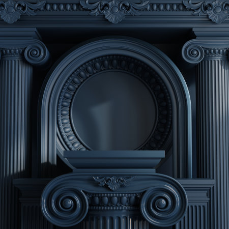 3d rendering illustration with classic luxury roman column for product background with background...