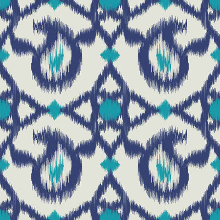 Seamless pattern ethnic abstract background round ikat patterngeometric curve vector design for fashion clothes, textile, wrapping, decoration background.のイラスト素材