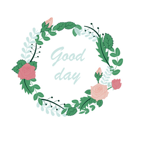 vector clipart wreath of flowersのイラスト素材