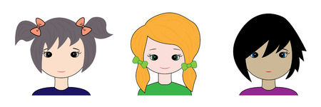 vector illustration girls face brightのイラスト素材