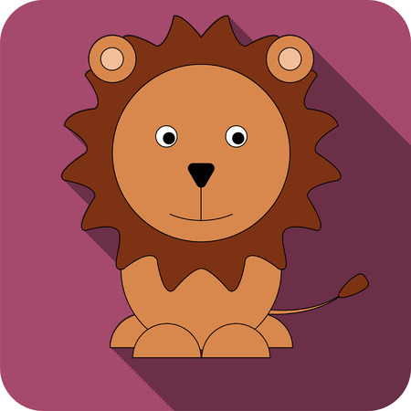 Vector bright burgundy flat icon lion icon.のイラスト素材