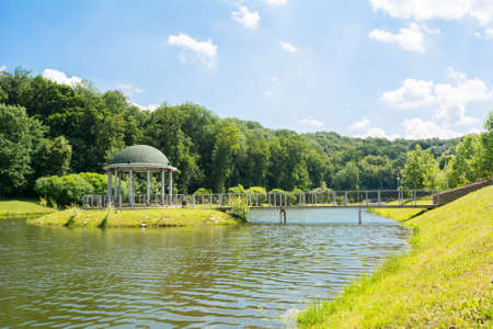 Rotunda at Lake Park Feofania. Kiev, Ukraineの写真素材