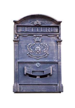 Old vintage mailbox isolated on whiteの写真素材