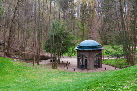 Empty pheasant near the river under the hillの写真素材