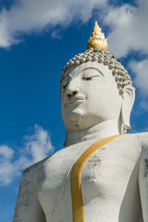 Buddha in blue background.の写真素材