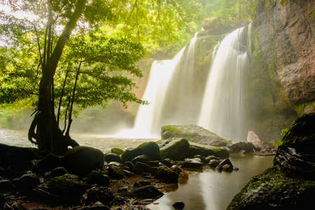 Beautiful of Hew Su Wat waterfall in khao yai national park thaiの写真素材