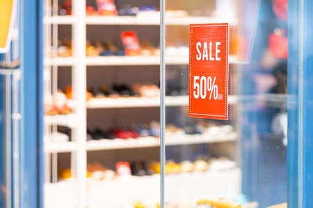 Sale sign on the shoe store.の写真素材
