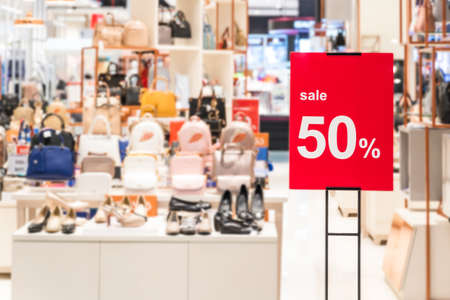 Sale50% badge that boots in the department storeの写真素材