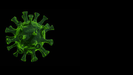3d of corona virus, wuhan, covid 19 on black background. Concept of medical illustration.の写真素材