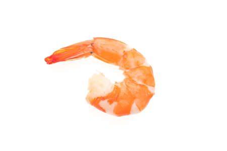 boiled shrimp on white background.の写真素材