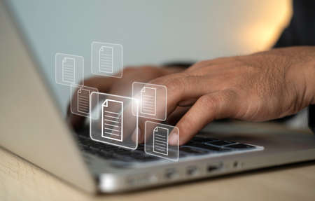 Man using smartphone for online digital payment, cyber banking for online shopping. Mobile banking network. Technology and business concept.の写真素材