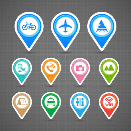 Map pins travel icons setのイラスト素材