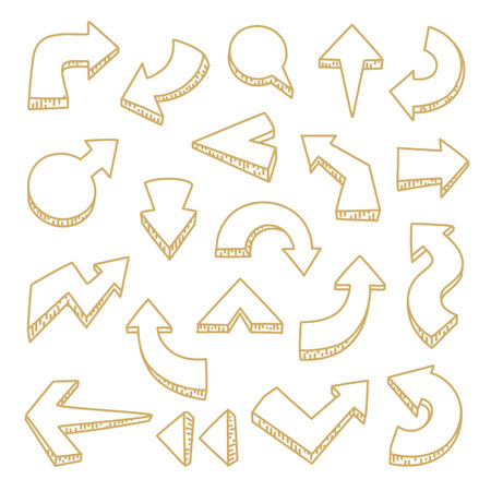 Arrow, Line arrow, Sketch hand drawn on white background.のイラスト素材