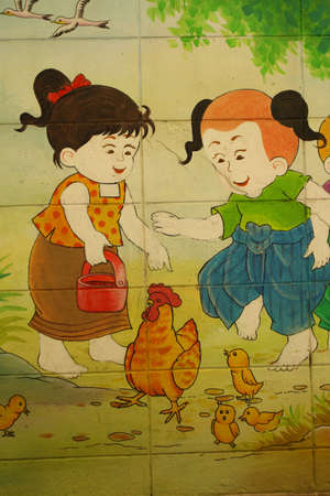 Painting walls for chickens のeditorial素材