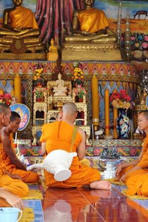 The ordination ceremony on April 5, 2012 in the province of Nakhon Phanom, Thailand.