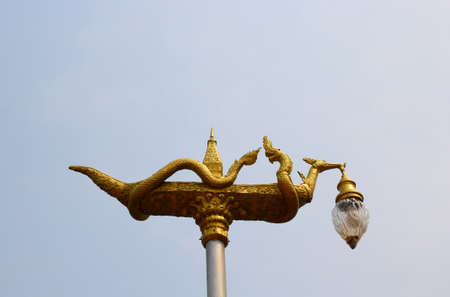 Beautiful lantern with gold King of Nagas or serpentの写真素材