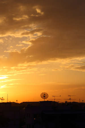 Satellite dish on the roof at dawn part 2の写真素材