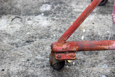 Old wheel traffic barricadeの写真素材