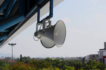 Speaker horn on the roof の写真素材
