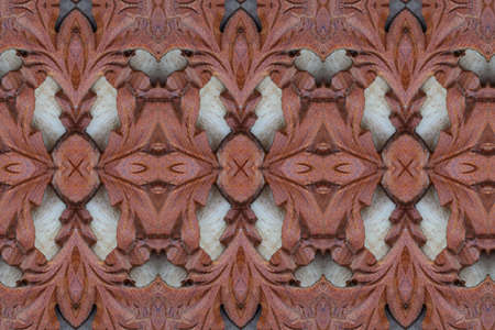 Carved wood wall closeの写真素材