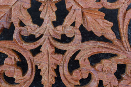 Carved wood wall closeの写真素材