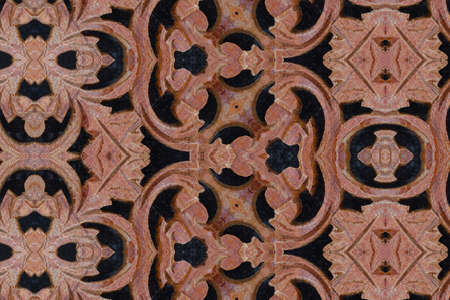 Carved wood wall closeの写真素材