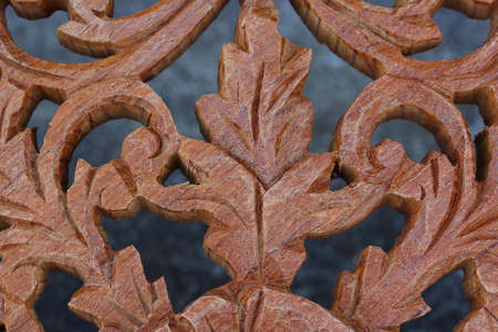 Carved wood wall closeの写真素材
