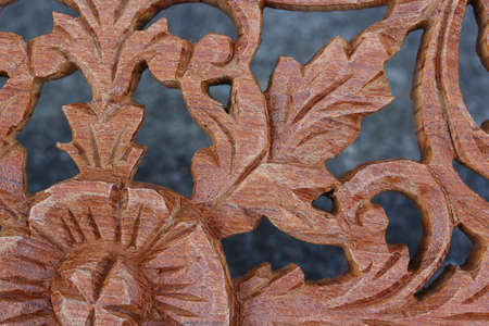 Carved wood wall closeの写真素材